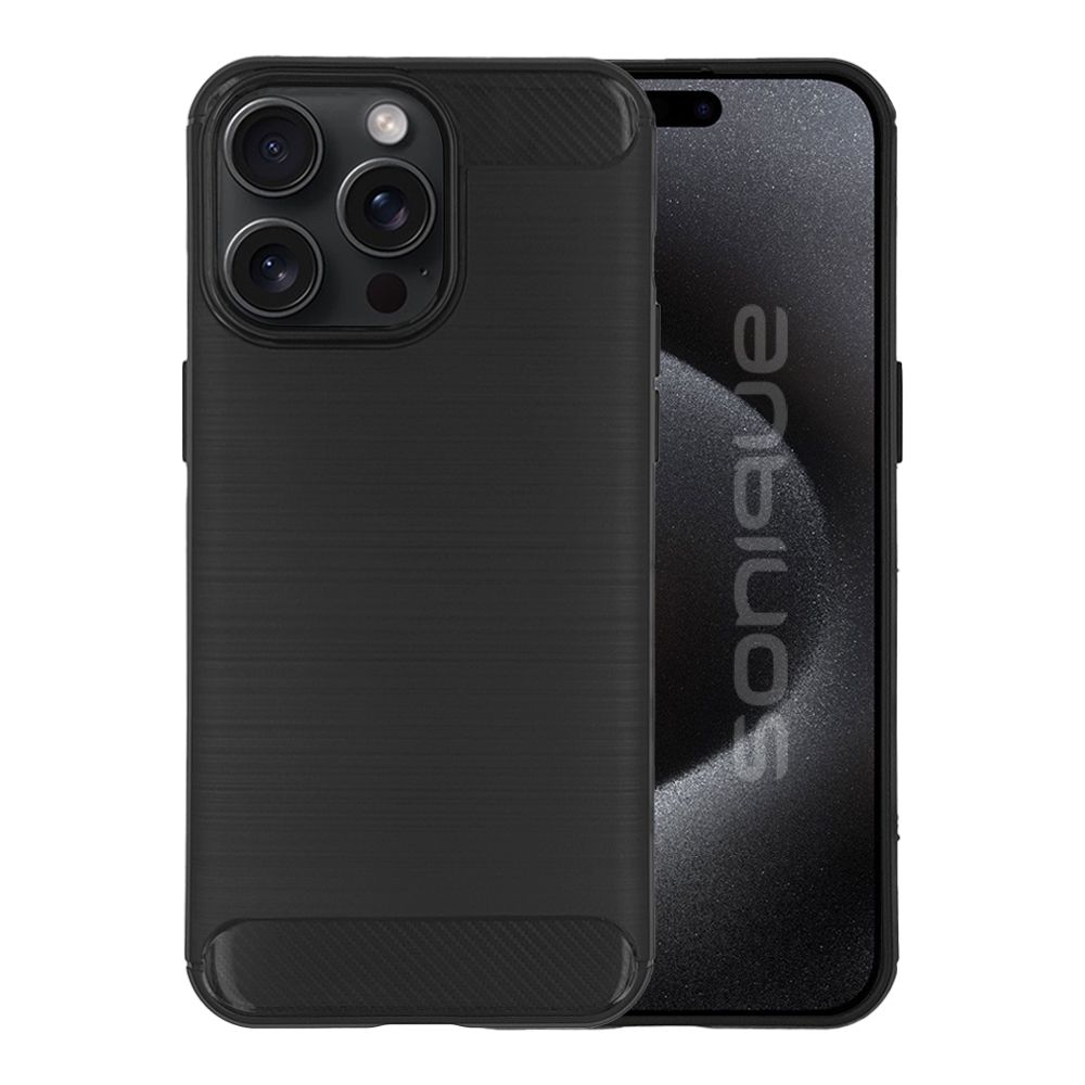 Θήκη Σιλικόνης Sonique Carbon Brushed Apple iPhone 15 Pro Max Μαύρο