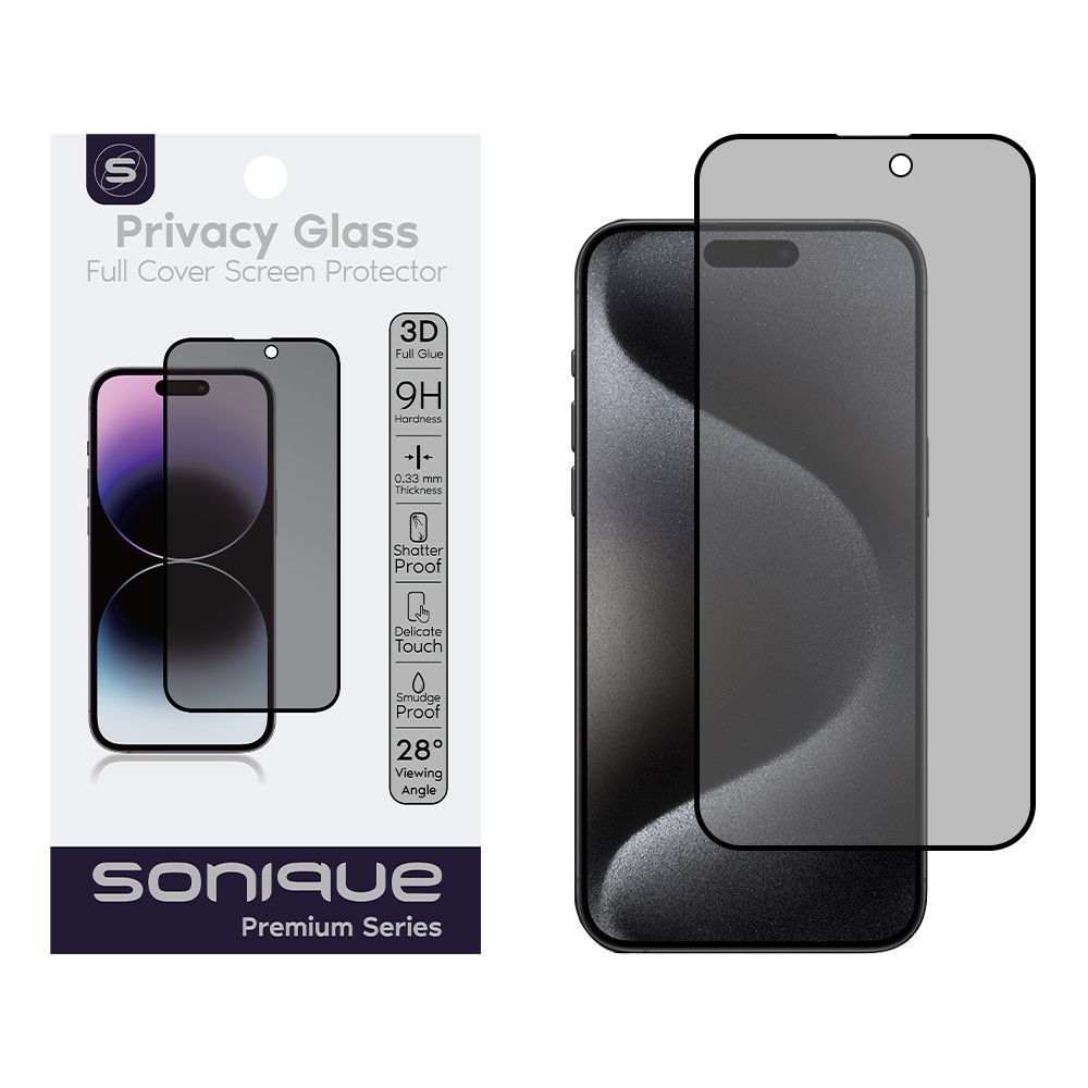 Privacy Glass Sonique Premium Series HD Full Cover 9H Apple iPhone 15 Pro Max Μαύρο