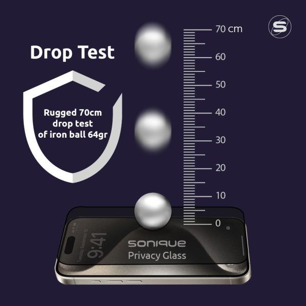 Privacy Glass Sonique Premium Series HD Full Cover 9H Apple iPhone 16 Pro / iPhone 17 Μαύρο