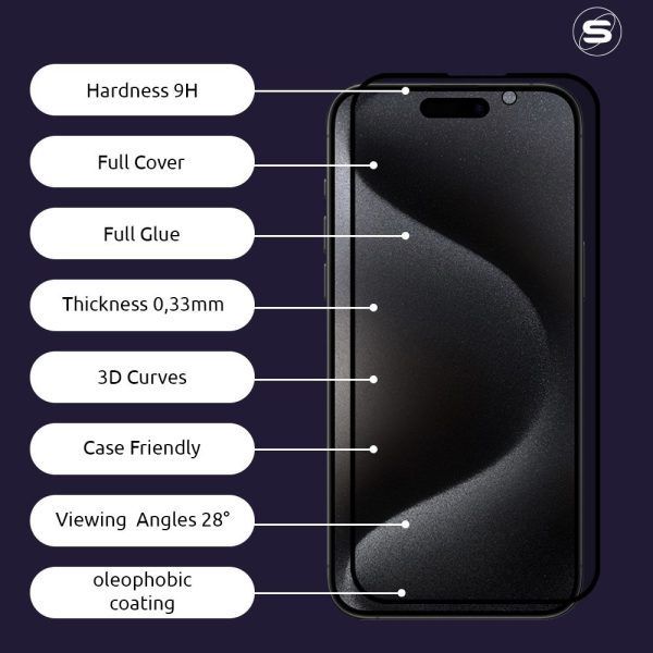 Privacy Glass Sonique Premium Series HD Full Cover 9H Apple iPhone 16 Pro / iPhone 17 Μαύρο