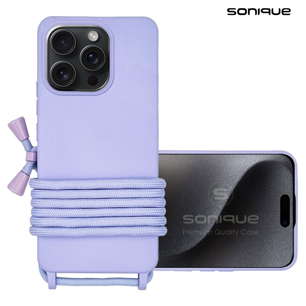 Θήκη Σιλικόνης με Κορδόνι CarryHang Sonique Apple iPhone 16 Pro Max Λιλά